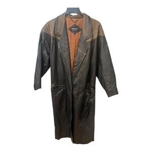 Vintage 80s Pelle New York Milano Black/Brown Genuine Leather Coat Women’s Small